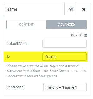 field id - elementor