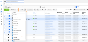 URL Options Location in Meta Ads Manager. Image 2 of 3.