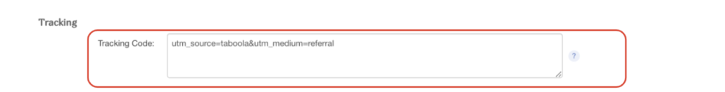 Tracking Code location in Taboola account